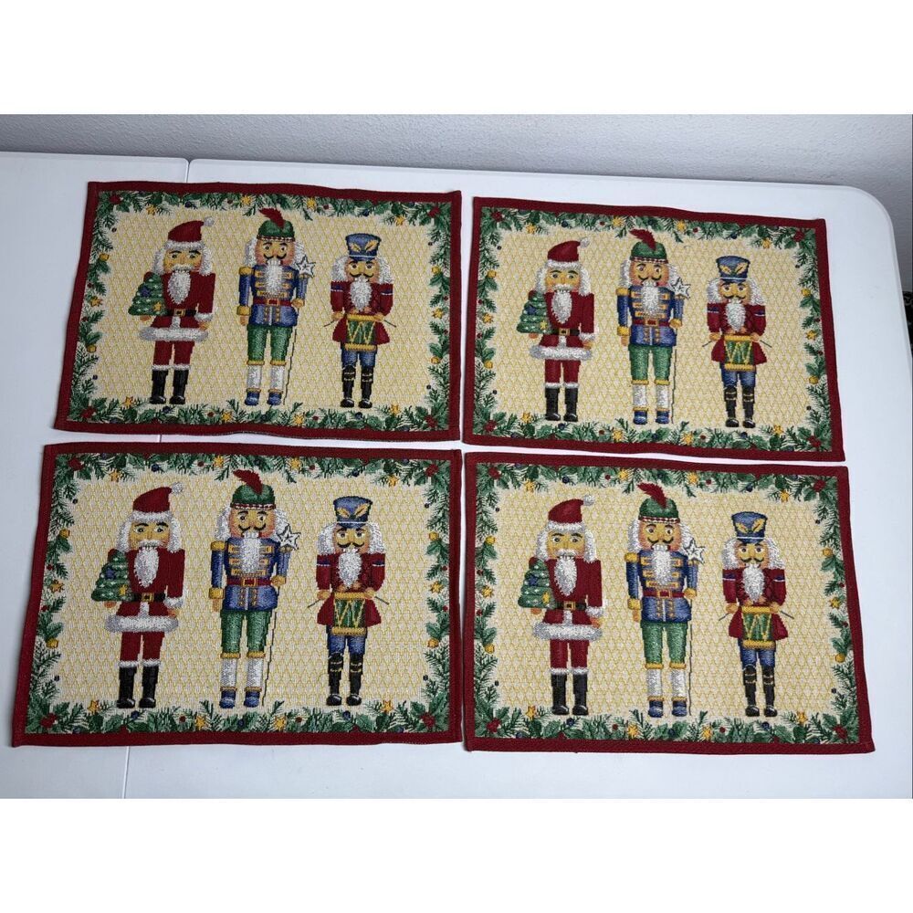 Vintage Current Set of 4 Nutcracker Tapestry Placemats Christmas 18"x12"